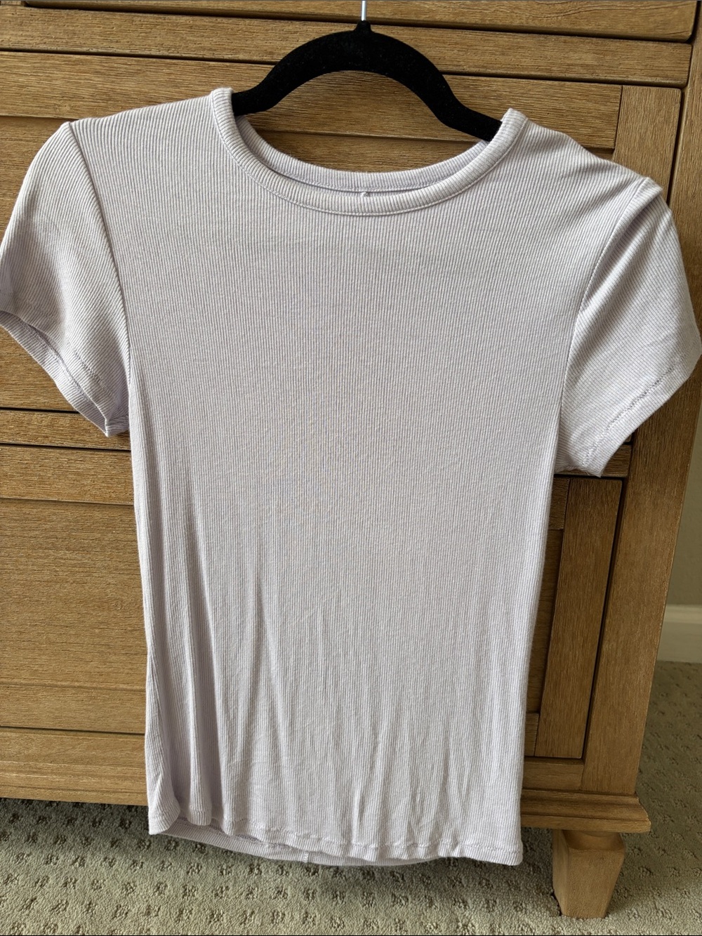 NUUDS Slinky Rib Tee – Lilac – Size Small